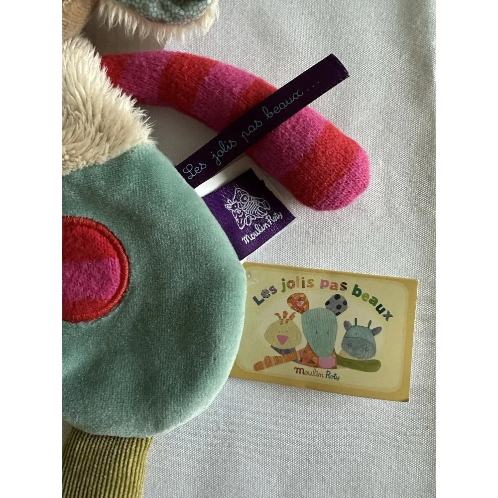 NWT Moulin Roty Lovey Security Plush Sheep Lamb Les Jolis Pas Beaux Baby Comfort